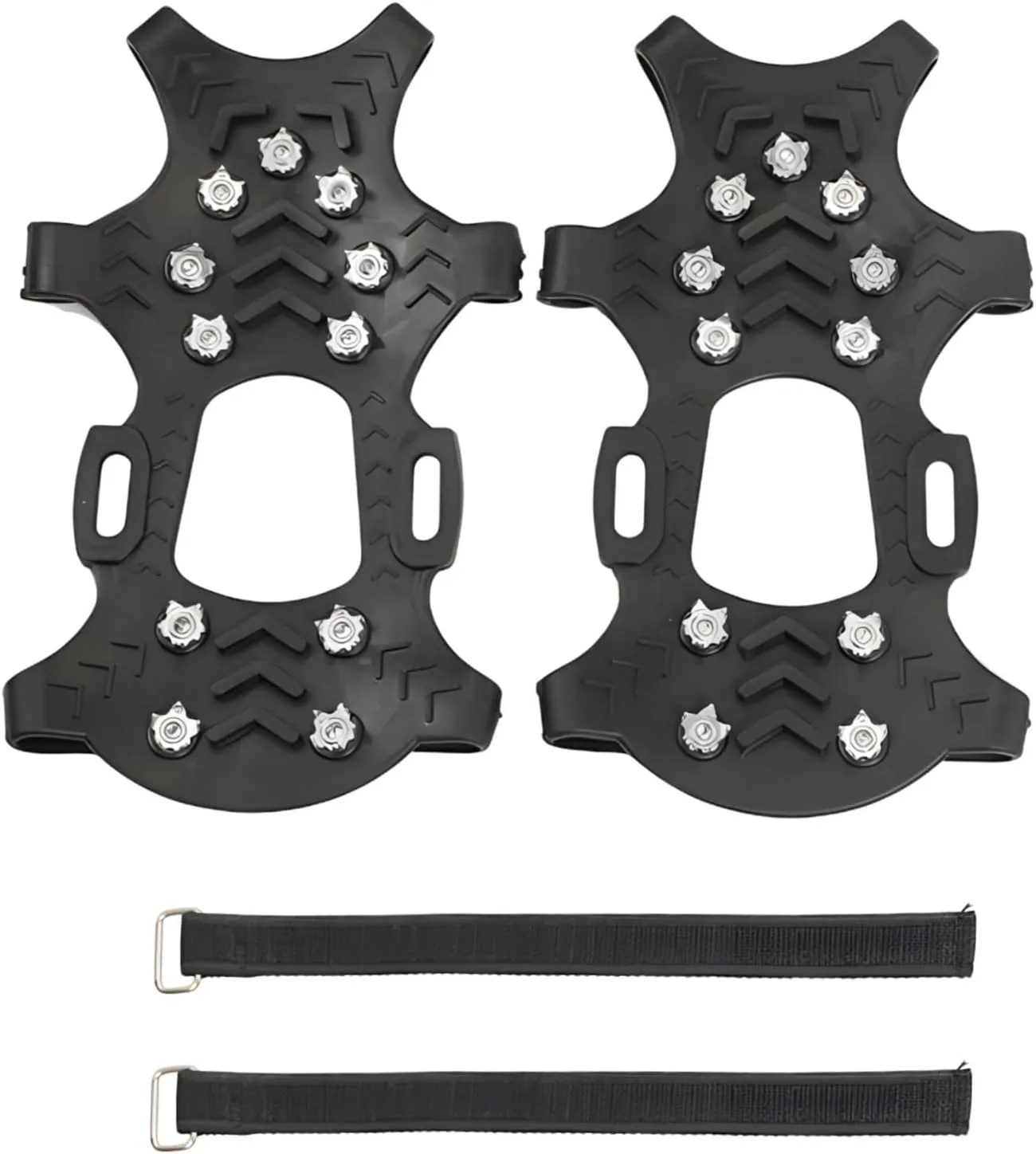 1 Pair of Anti-Slip Ice Cleats with 11 Metal Teeth for Winter Boots, Outdoor Snow Grippers, Traction Crampons for Hiking and Climbing