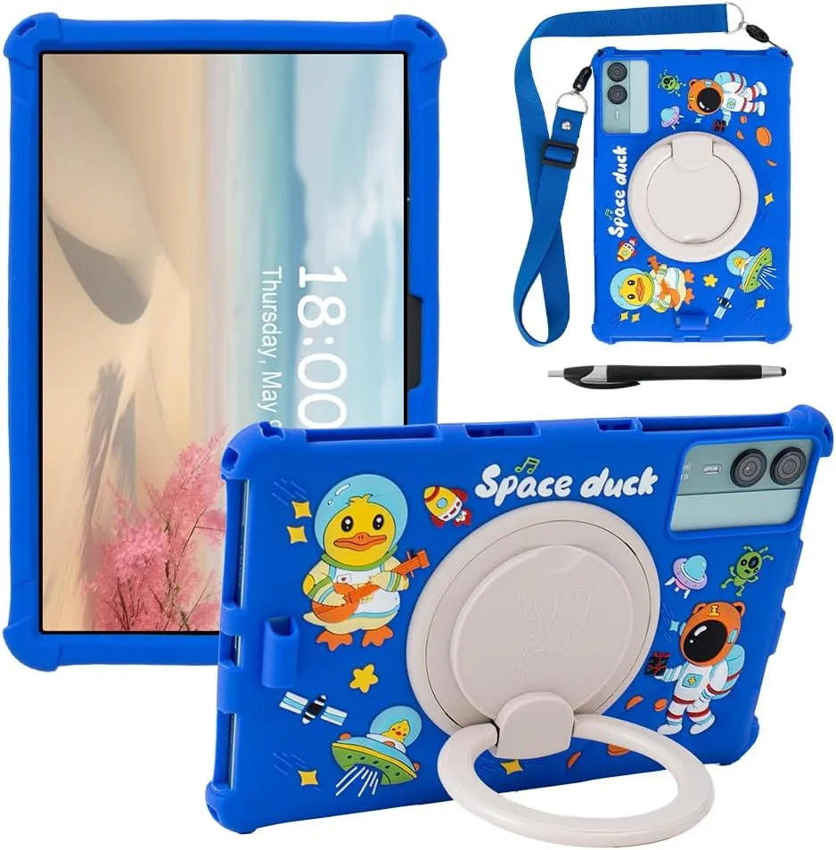 11-inch Android Tablet Case - Universal Cute Cartoon Case for ApoloSign/DOOGEE/Blackview/PRITOM/ECOPAD/AOCWEI/TECLAST 11-inch Tablets (Navy Blue Space)