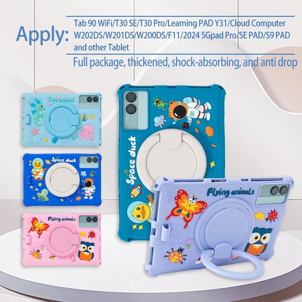 11-inch Android Tablet Case - Universal Cute Cartoon Case for ApoloSign/DOOGEE/Blackview/PRITOM/ECOPAD/AOCWEI/TECLAST 11-inch Tablets (Navy Blue Space)