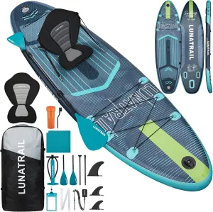 【11'×34"】 Extra Long/Extra Wide Premium Inflatable Stand Up Paddle Board (SUP) – Portable & Lightweight for Yoga, Surfing, Family Fun | Complete Kit with Paddle, Pump, Bag | Durable Design