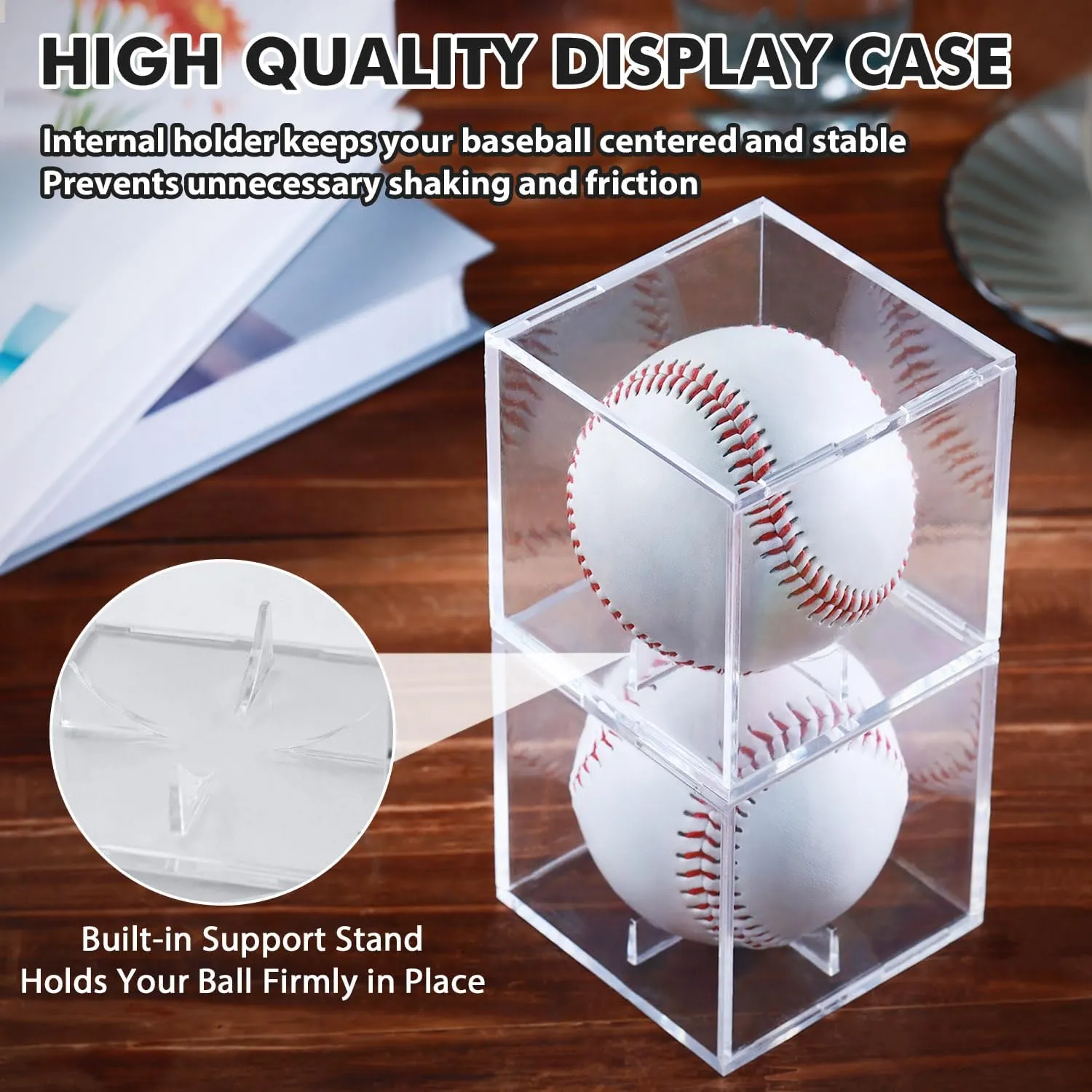12 Pack Baseball Display Case, UV-Blocking Baseball Case Display for Balls, 3.2 Inch Cube Clear Softball Holder Box, Signed Baseballs Protector for Collectibles, Memorabilia, Crystal, Tennis Ball