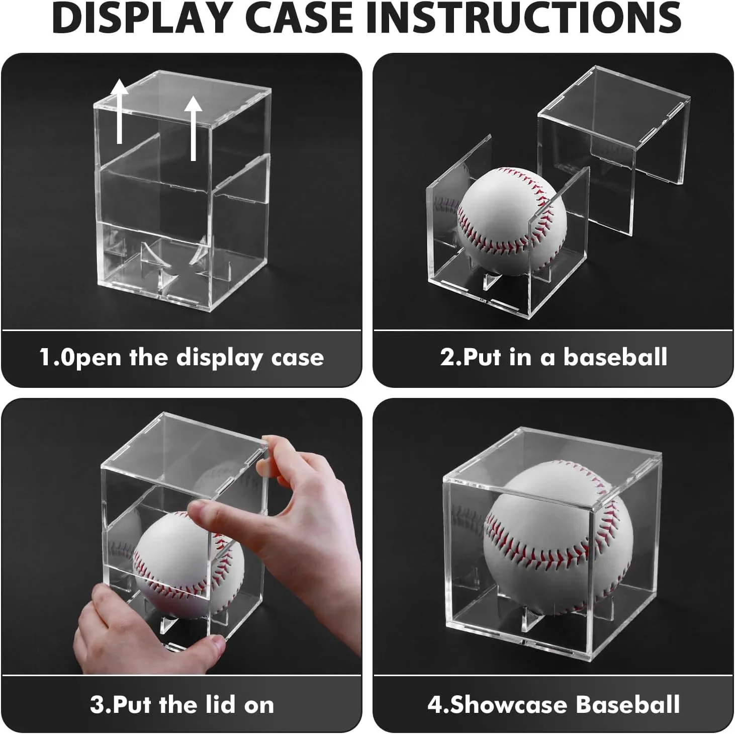 12 Pack Baseball Display Case, UV-Blocking Baseball Case Display for Balls, 3.2 Inch Cube Clear Softball Holder Box, Signed Baseballs Protector for Collectibles, Memorabilia, Crystal, Tennis Ball