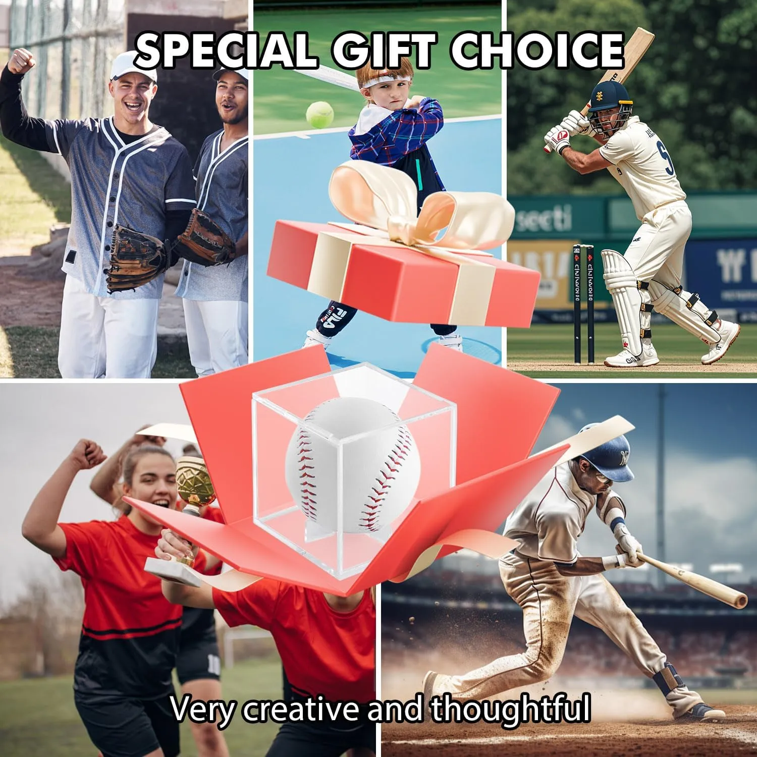 12 Pack Baseball Display Case, UV-Blocking Baseball Case Display for Balls, 3.2 Inch Cube Clear Softball Holder Box, Signed Baseballs Protector for Collectibles, Memorabilia, Crystal, Tennis Ball