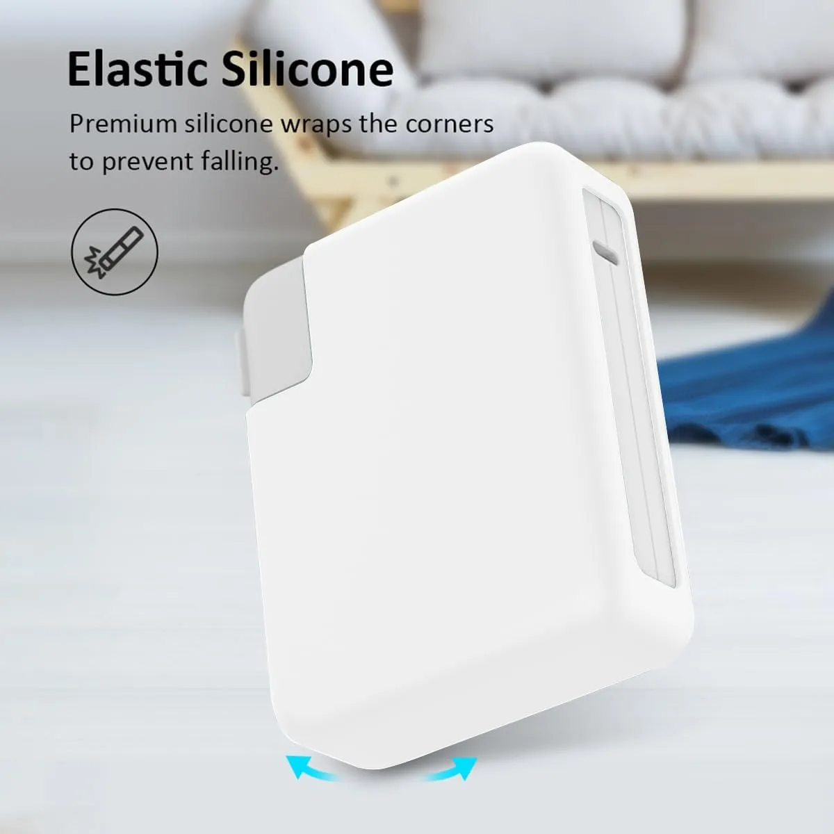 140W Soft Silicone Power Adapter Sleeve Case for 2021 2022 2023 2024 MacBook Pro 16 inch A2485 M1 A2780 M2 A2991 M3 A3186 A3403 M4 Pro/Max Chip Charger Protective Cover (140W), White