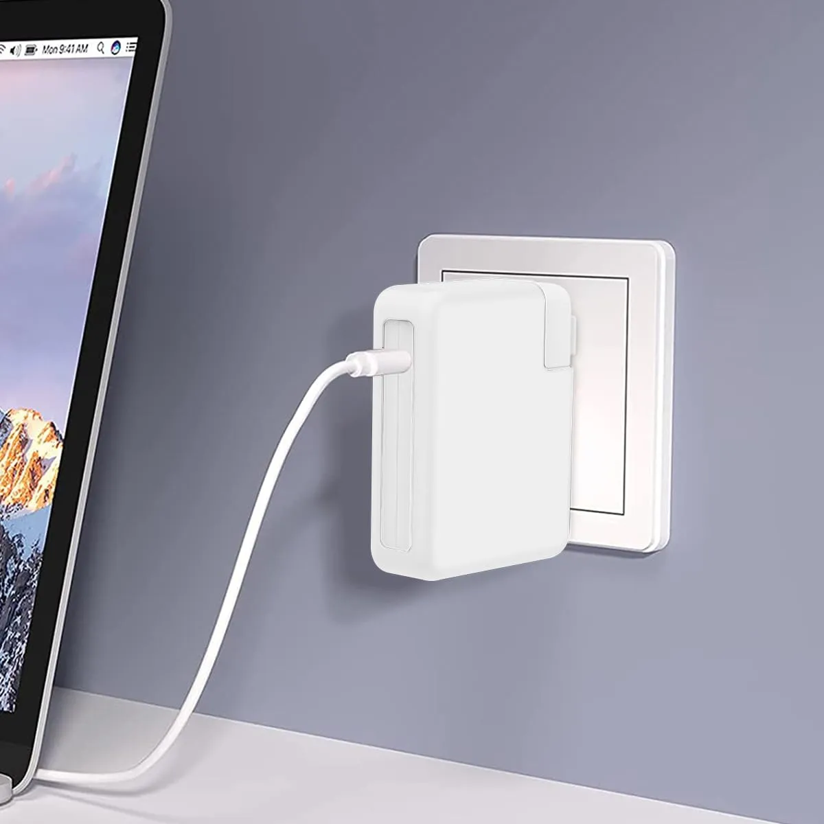 140W Soft Silicone Power Adapter Sleeve Case for 2021 2022 2023 2024 MacBook Pro 16 inch A2485 M1 A2780 M2 A2991 M3 A3186 A3403 M4 Pro/Max Chip Charger Protective Cover (140W), White