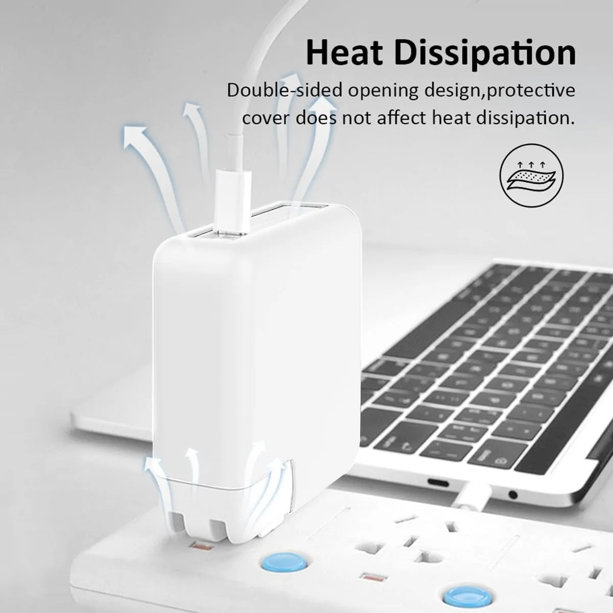 140W Soft Silicone Power Adapter Sleeve Case for 2021 2022 2023 2024 MacBook Pro 16 inch A2485 M1 A2780 M2 A2991 M3 A3186 A3403 M4 Pro/Max Chip Charger Protective Cover (140W), White