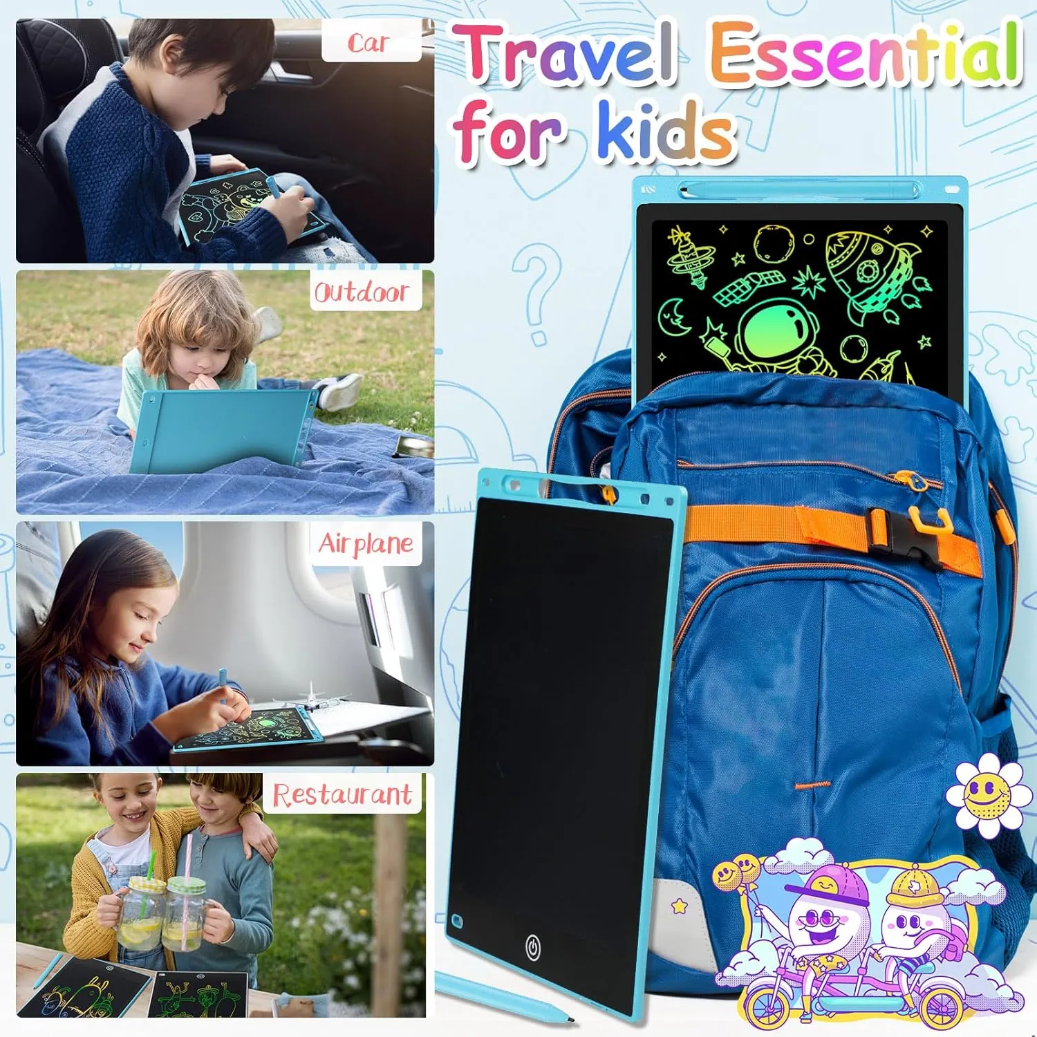 16 Inch LCD Writing Tablet - Colorful Electronic Drawing Pad & Doodle Board for Kids Ages 3-8, Erasable Educational Toy,Birthday and Christmas Gift for Girls and Boys (Blue)