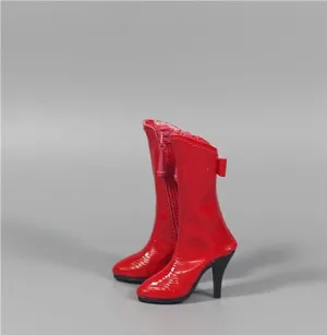 1/6 Scale Female Soldier Model Figure Doll Shoes Ankle Boots Pointed Toe Mid Calf Boots for 12 Inch Movable Doll Action Figure Accessories Doll(Red)