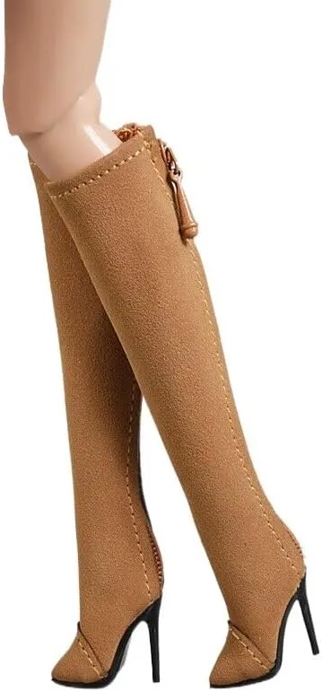 1/6 Scale Female Soldier Model Figure Doll Shoes High Heeled Boots 3E2 for 12" Movable Doll Action Figure，Doll Miniatures Accessories Doll(Brown)