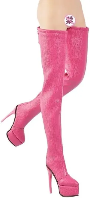 1/6 Scale Female Soldier Model Figure Doll Shoes Leather High Heeled Boots 4OP1 for 12" Movable Doll Action Figure，Doll Miniatures Accessories Doll(Pink)