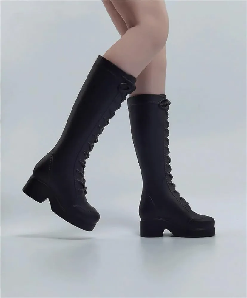 1/6 Scale Female Soldier Model Figure Doll Shoes Low Heel Long Boots for 12" Movable Doll Action Figure，Doll Miniatures Accessories Doll