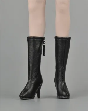 1/6 Scale Figure Shoes, Mid Length Hollow Women's Boots for 12" Action Figure Flexible Seamless Doll Miniatures Accessories Doll(Black)