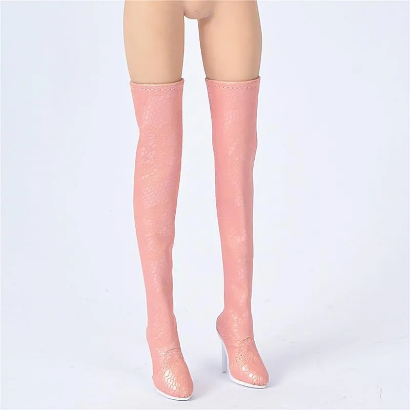 1/6 Scale Soldier Model Figure Doll High Heeled Knee Boots for 12" Movable Doll Action Figure，Flexible Seamless Doll Miniatures Accessories Doll