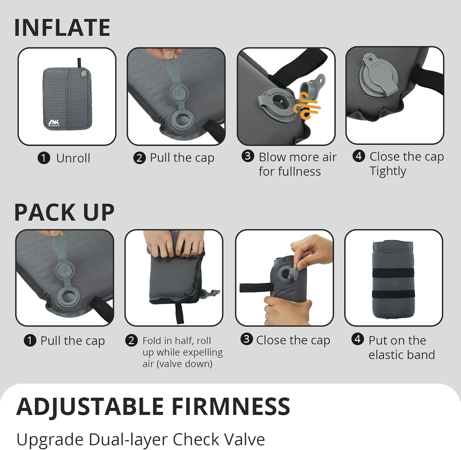 2 in Inflatable Seat Cushion for Airplane Travel Camping Hiking, Portable, Comfortable Memory Foam Seat Cushion for Stadium, Bleachers, Sports Music Events, Driver