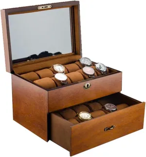 2 Layers Watch Storage Boxes Case Wood Watches Organizer With Gift Boxes Jewelry Holder
