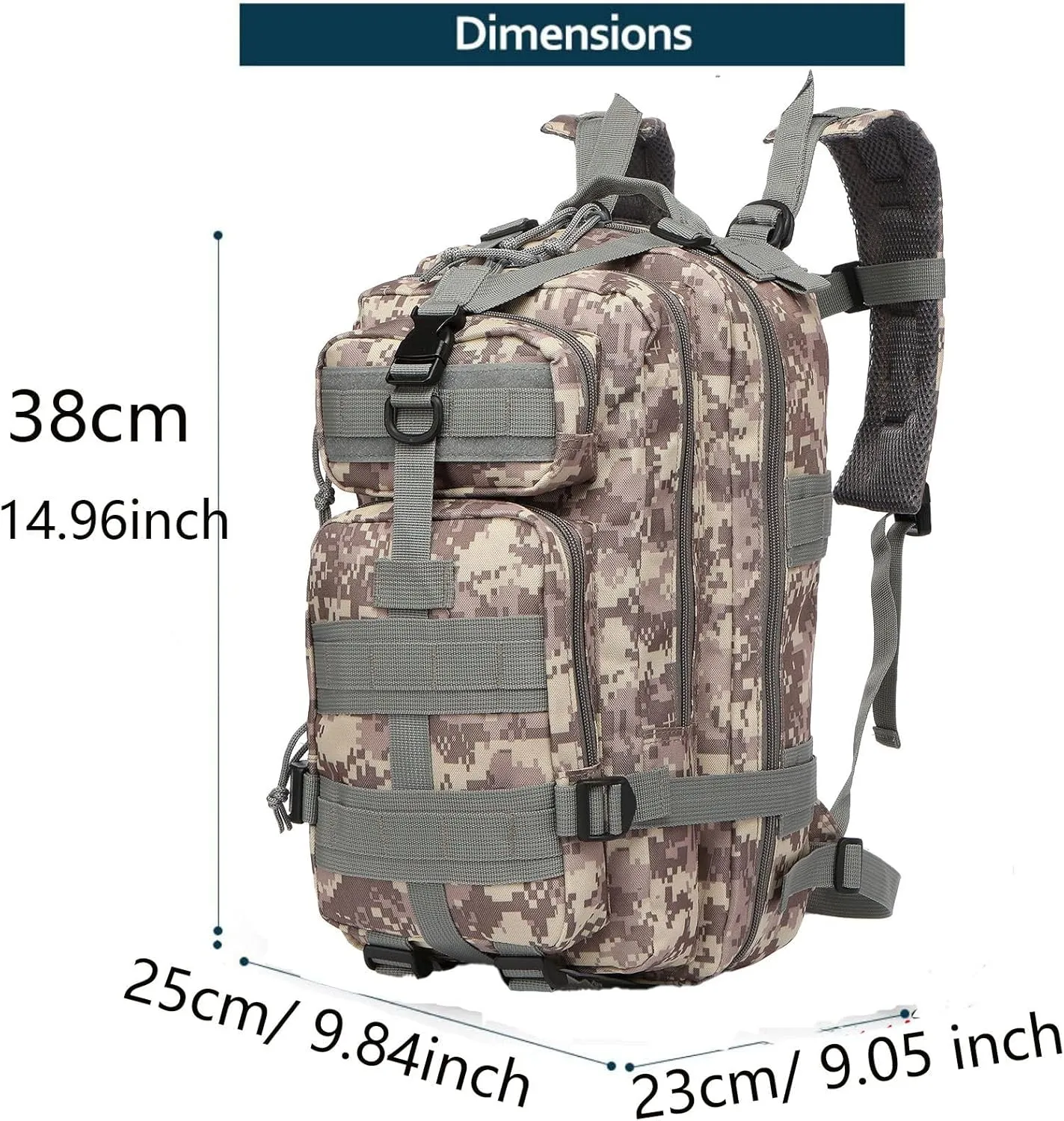 20 Liters Sturdy Nylon Waterproof Fishing Hunting Backpack Outdoor Military Tactical Sports Hiking Daypacks (ACU)
