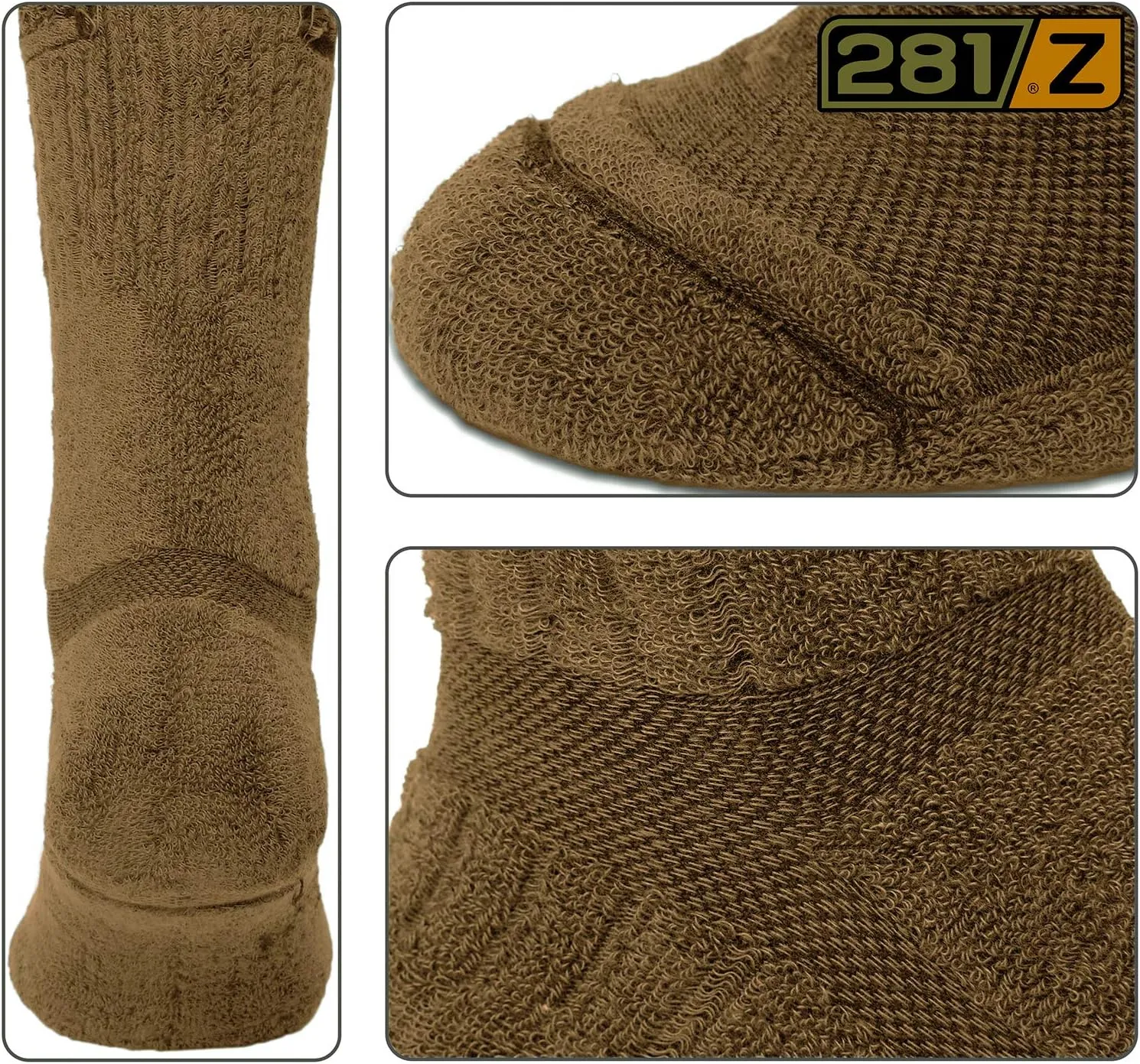 281Z Military Demi Season Breathable Mid Calf Uniform Boot Socks - Army Tactical Trekking Hiking - Outdoor Fishing Hunting