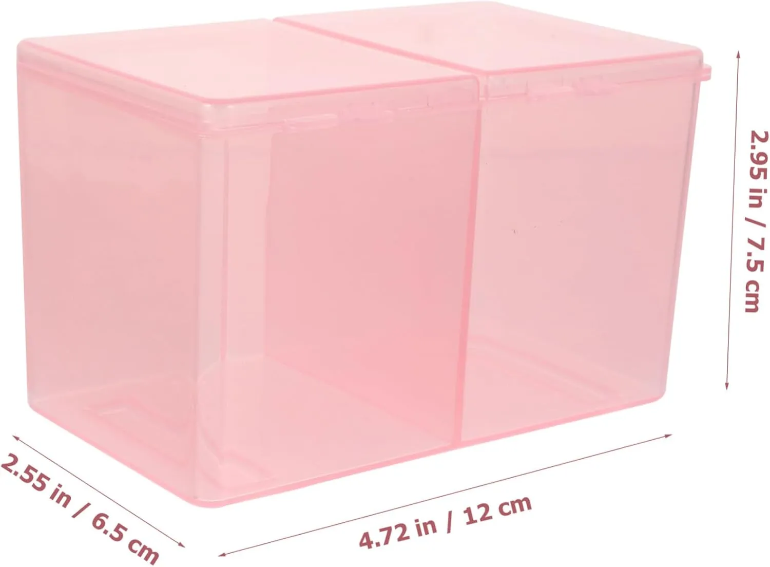 2pcs Pink Cosmetic Storage Box Durable Makeup Cotton Swab Container with Transparent Design Dustproof Organizer for Women for Cotton Pads and Makeup Accessories