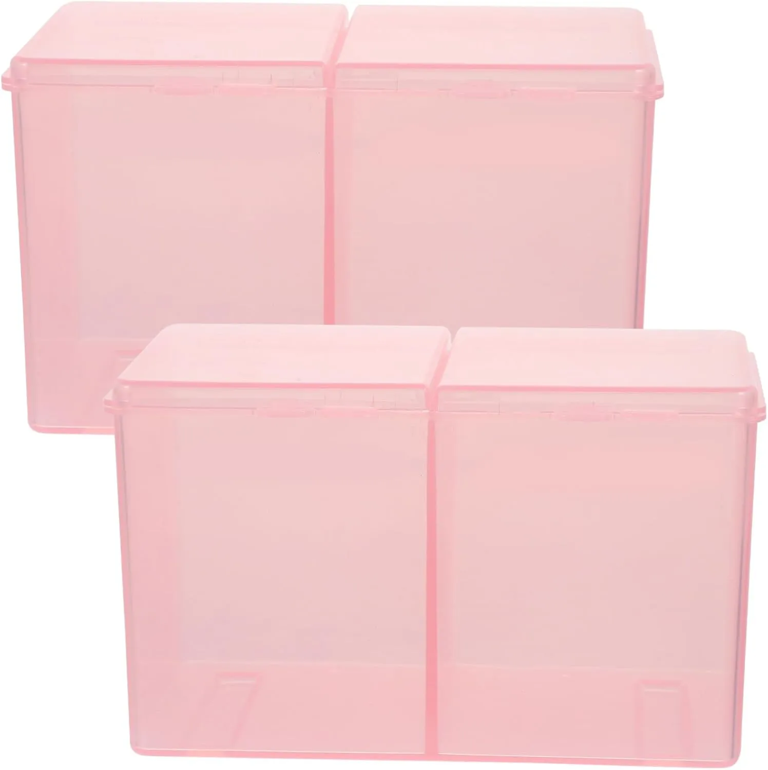 2pcs Pink Cosmetic Storage Box Durable Makeup Cotton Swab Container with Transparent Design Dustproof Organizer for Women for Cotton Pads and Makeup Accessories