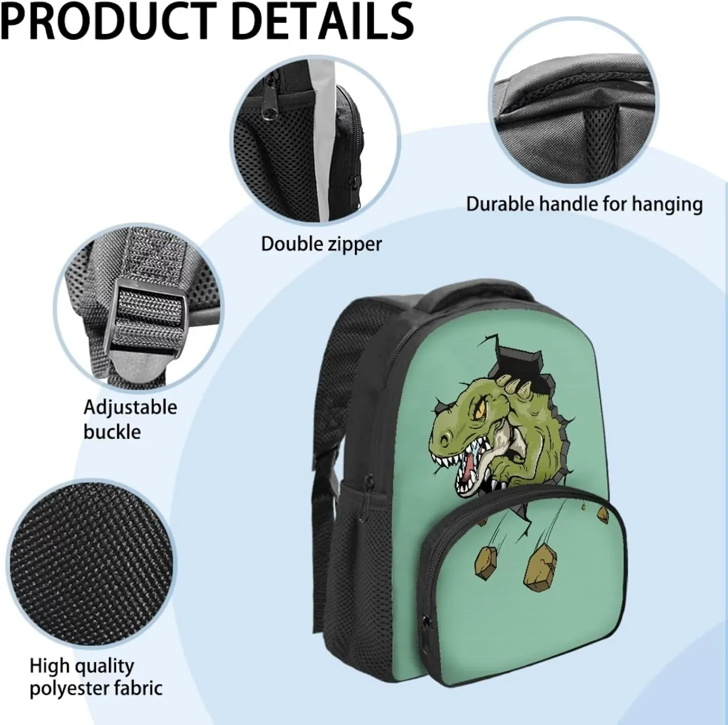3D Cartoon Dinosaur School Bag Backpack Purse for Teen Girls Boys Bookbag Elementary Middle School Lightweight Kids Schoolbags Shoulder Bag Daypack