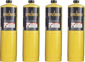 (4) 14.1 oz Bernzomatic Pre-Filled MAP-Pro Gas Torch Style Cylinder - Pack of 4