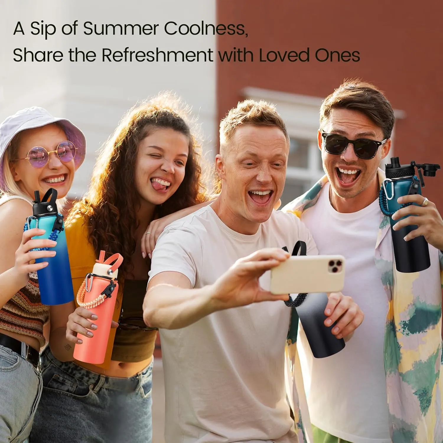 40 oz Insulated Water Bottle with Straw - 40oz Stainless Steel Water Bottles Keep Cold-48h & Hot-24h, Metal Canteen Thermo with Paracord Handle & Bottle Sleeve with Strap