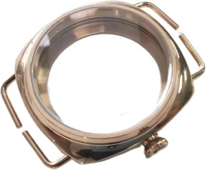 45mm Watch Stainless Steel Gold Case Compatible with ETA 6497/6498 Movement Military Mineral Glass 45-6 Watch case