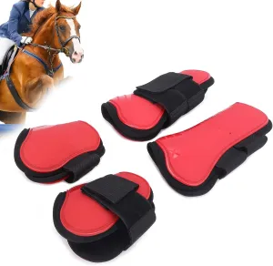 4Pcs Horse Tendon Boots Thicken PU Shell Horse Boots Lightweight Open Front Hind Horse Leg Boots for Riding Shock Absorbing Jumping