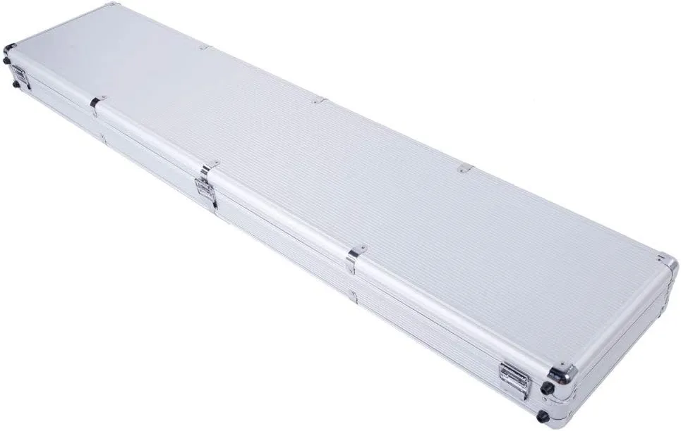 53 Inch Protective Aluminum Rifle Hard Case with Foam, Waterproof & Crushproof All Weather Hard Rifle Case, Portable Locking Shotgun Storage Box Pistol Handgun Lock Box with 2 Key Locks,Silver