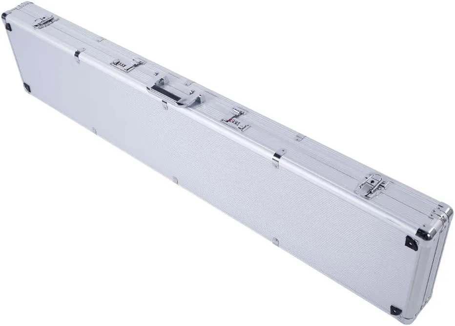 53 Inch Protective Aluminum Rifle Hard Case with Foam, Waterproof & Crushproof All Weather Hard Rifle Case, Portable Locking Shotgun Storage Box Pistol Handgun Lock Box with 2 Key Locks,Silver