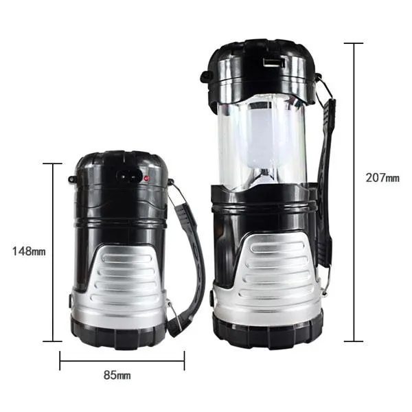 5W 600LM 6-LED 2 Modes Solar Power Flashlight Lantern Outdoor Camping Bronze