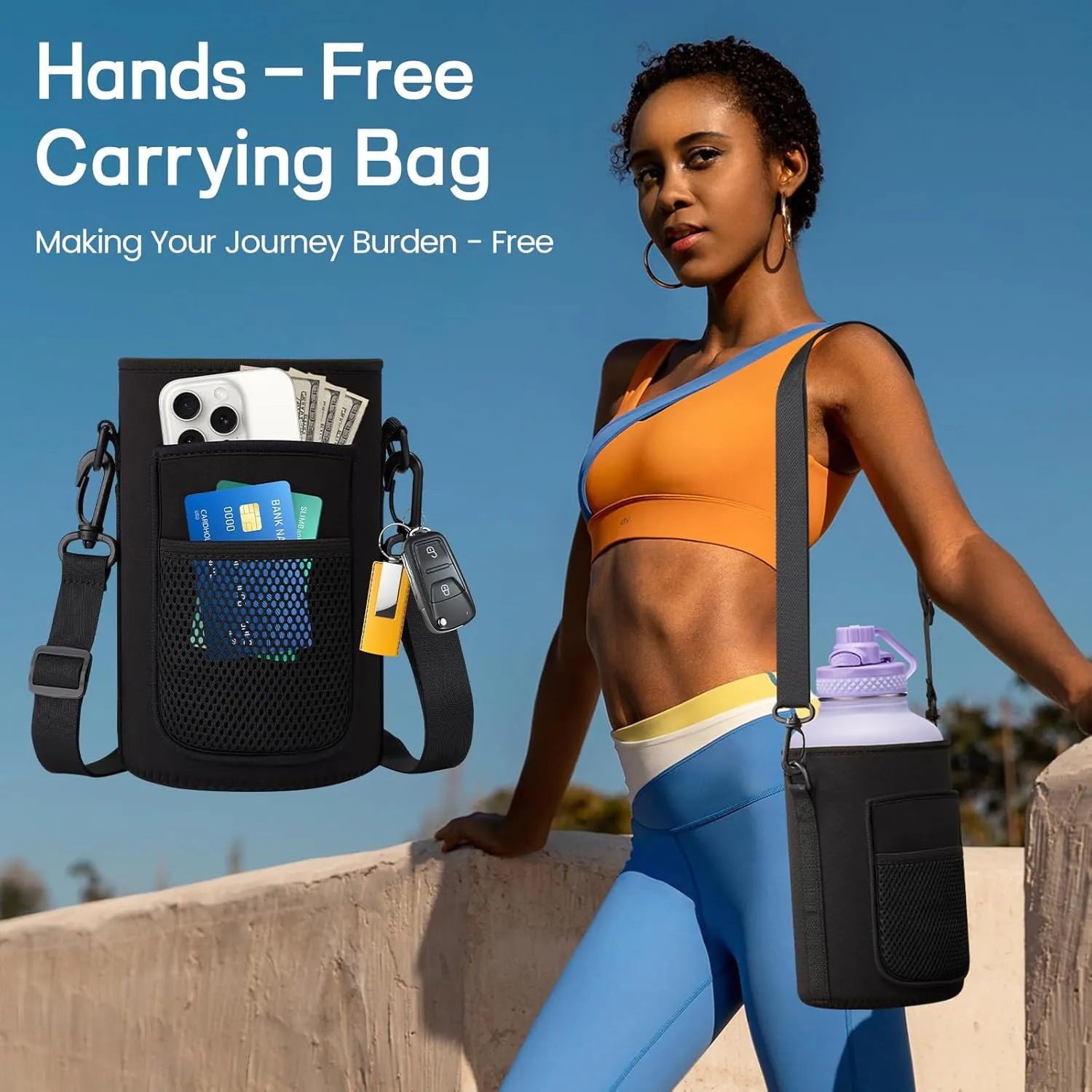 64/128 oz Water Bottle with Straw & Spout Lids, Keep Cold 48H, Half Gallon Insuated Water Bottle with Paracord Handle & Carrier Bag, 1/2 Gal Water Jug Stainless Steel Metal Flask for Man Woman Gym