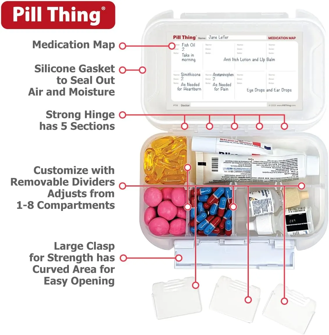 8 & 20 Compartment Large Pill Case with Airtight Seal - Silicone Gasket Waterproof Med Box with Medication Map (Combo Pack - 20 & 8 Compartment)