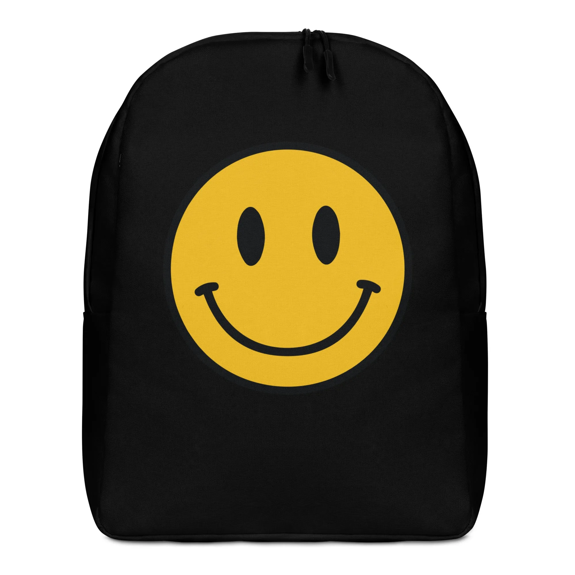 90s Happy Face Black Minimalist Backpack