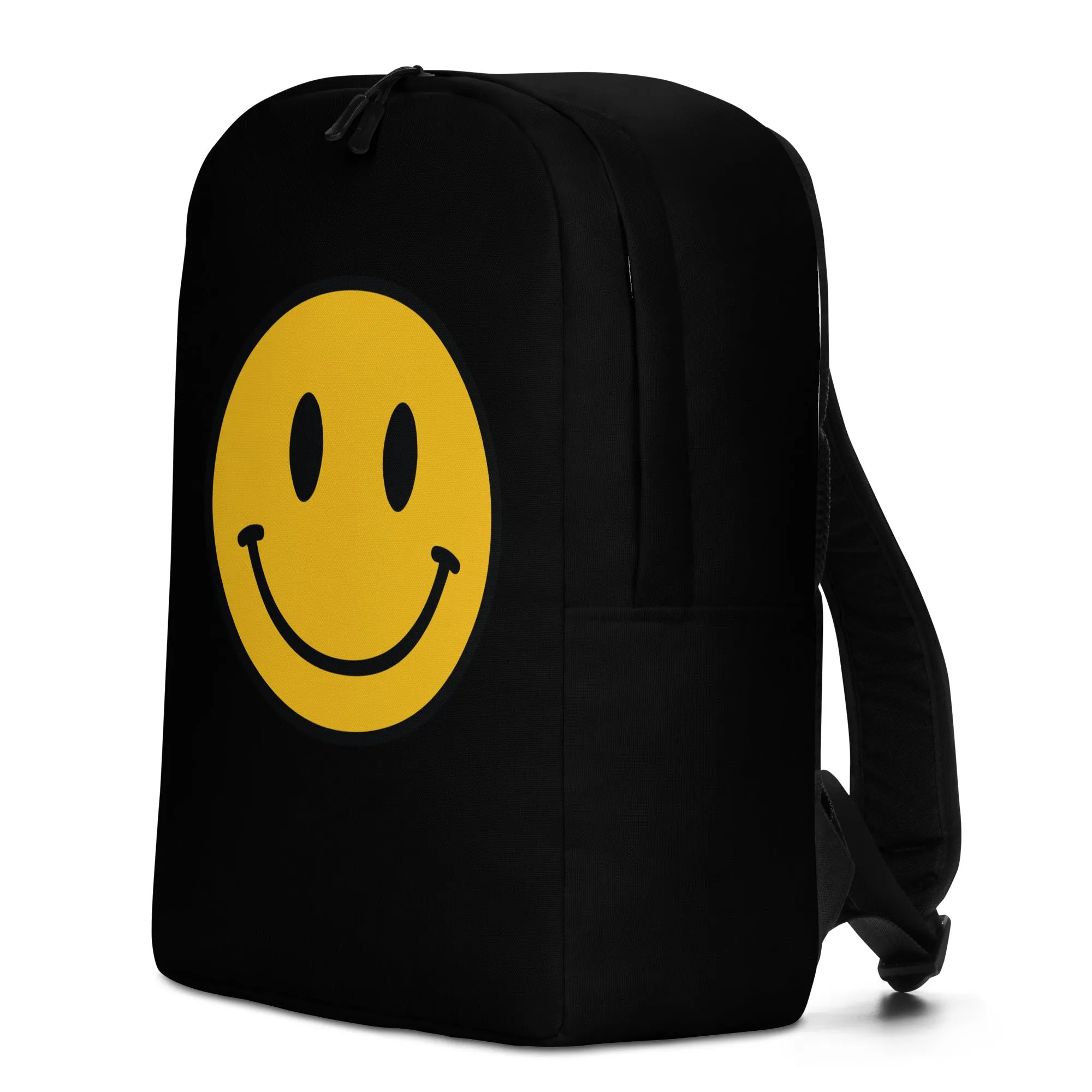 90s Happy Face Black Minimalist Backpack