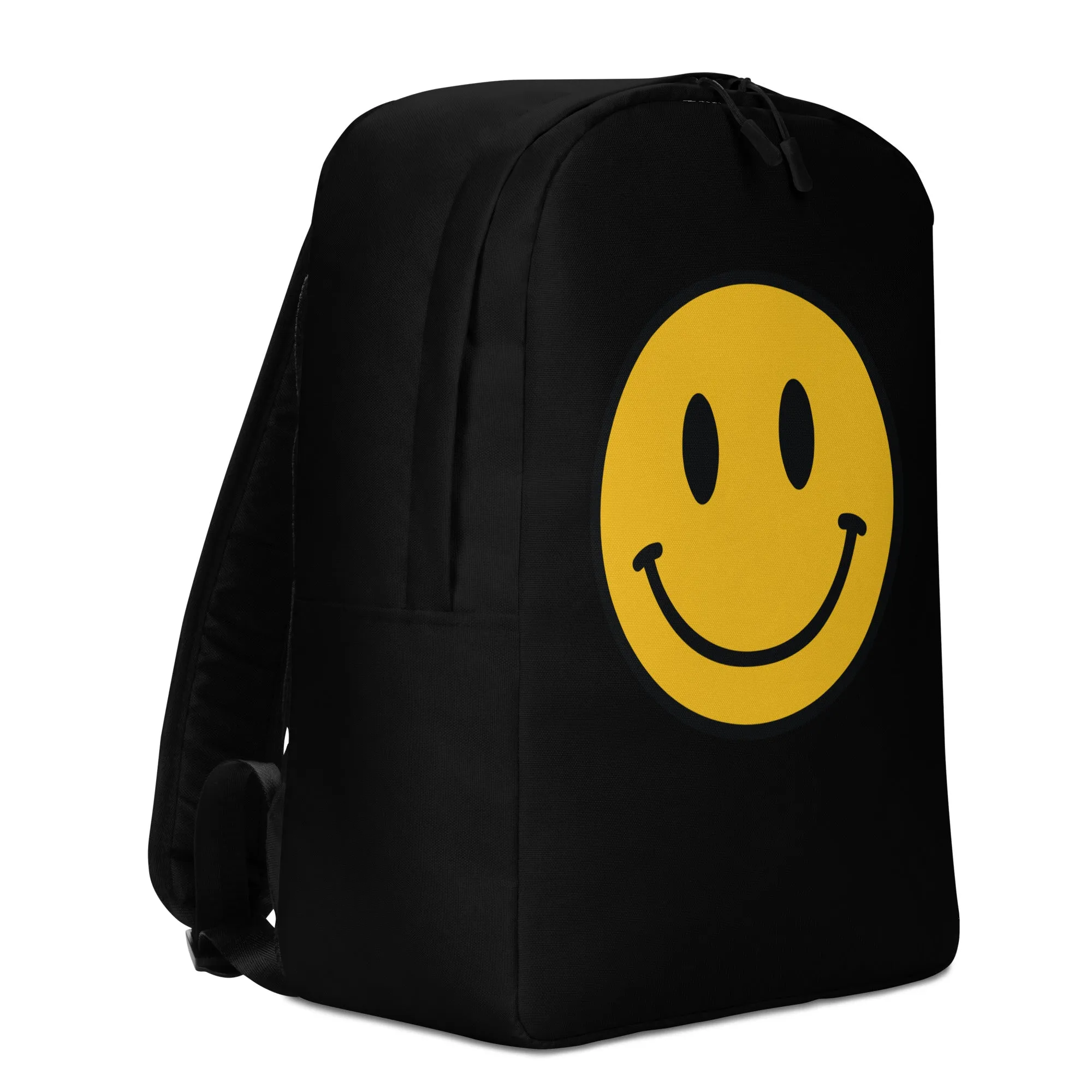 90s Happy Face Black Minimalist Backpack