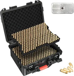 9mm Ammo Box Storage Case: 546 Round Bullets Case Organizer for 9mm Luger, 9x19mm Parabellum, .380ACP, .45, .223, 5.56, .22LR, .38 S&W, .357SIG, Waterproof 2-Layer Ammo Can for Pistol Gun & Handgun