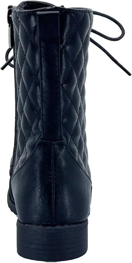 ABSOLEX Girl's Toddle/Little Kid/Big Kid Lace up Round Toe Low Heel Combat Boots