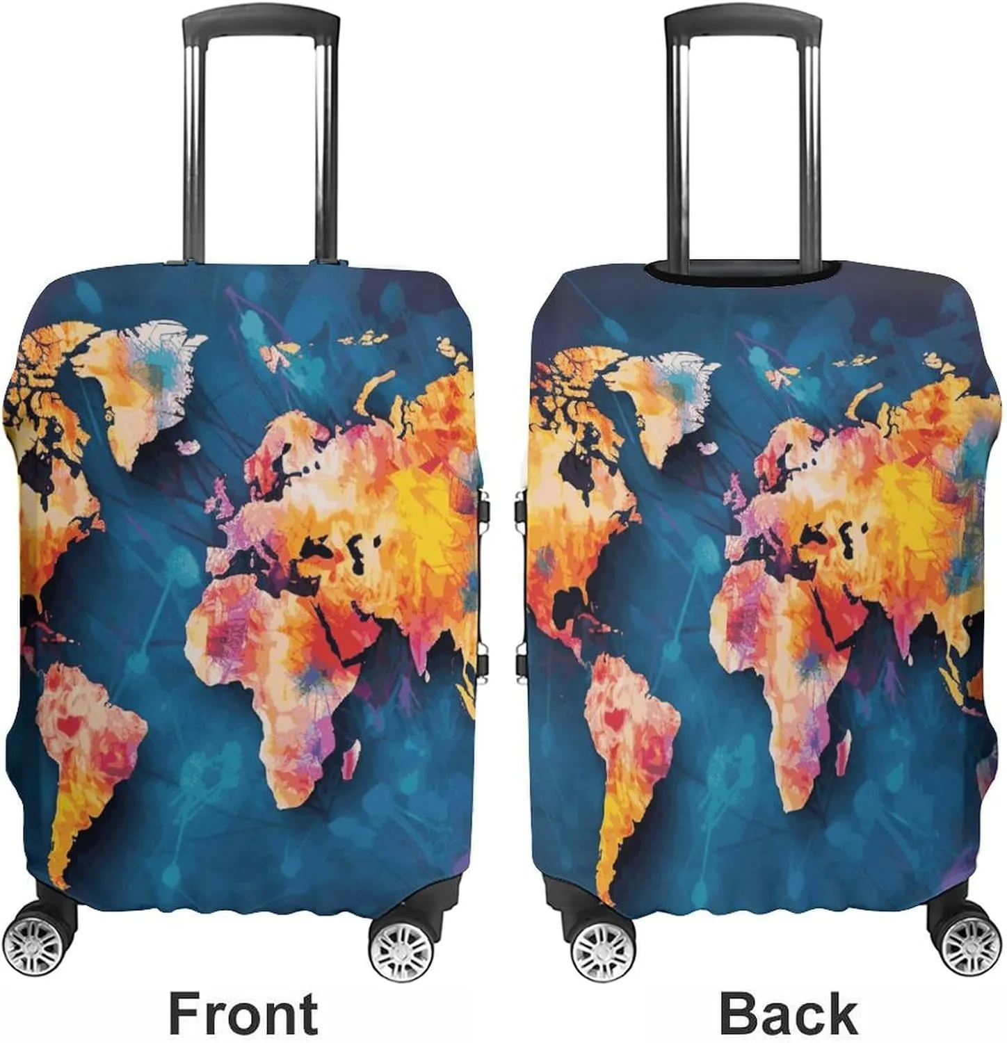 Abstract World Map Suitcase Covers Luggage Protector - Travel Elastic Baggage Case Protective, Washable Anti-scratch Large Suit Case Cover for Suitcases Fits 19-32 Inch Luggages XL