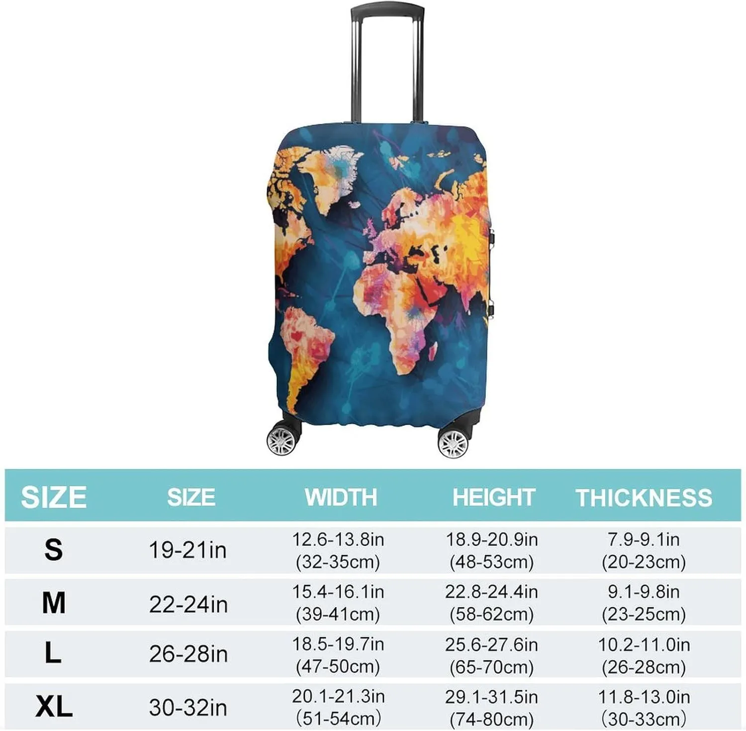 Abstract World Map Suitcase Covers Luggage Protector - Travel Elastic Baggage Case Protective, Washable Anti-scratch Large Suit Case Cover for Suitcases Fits 19-32 Inch Luggages XL