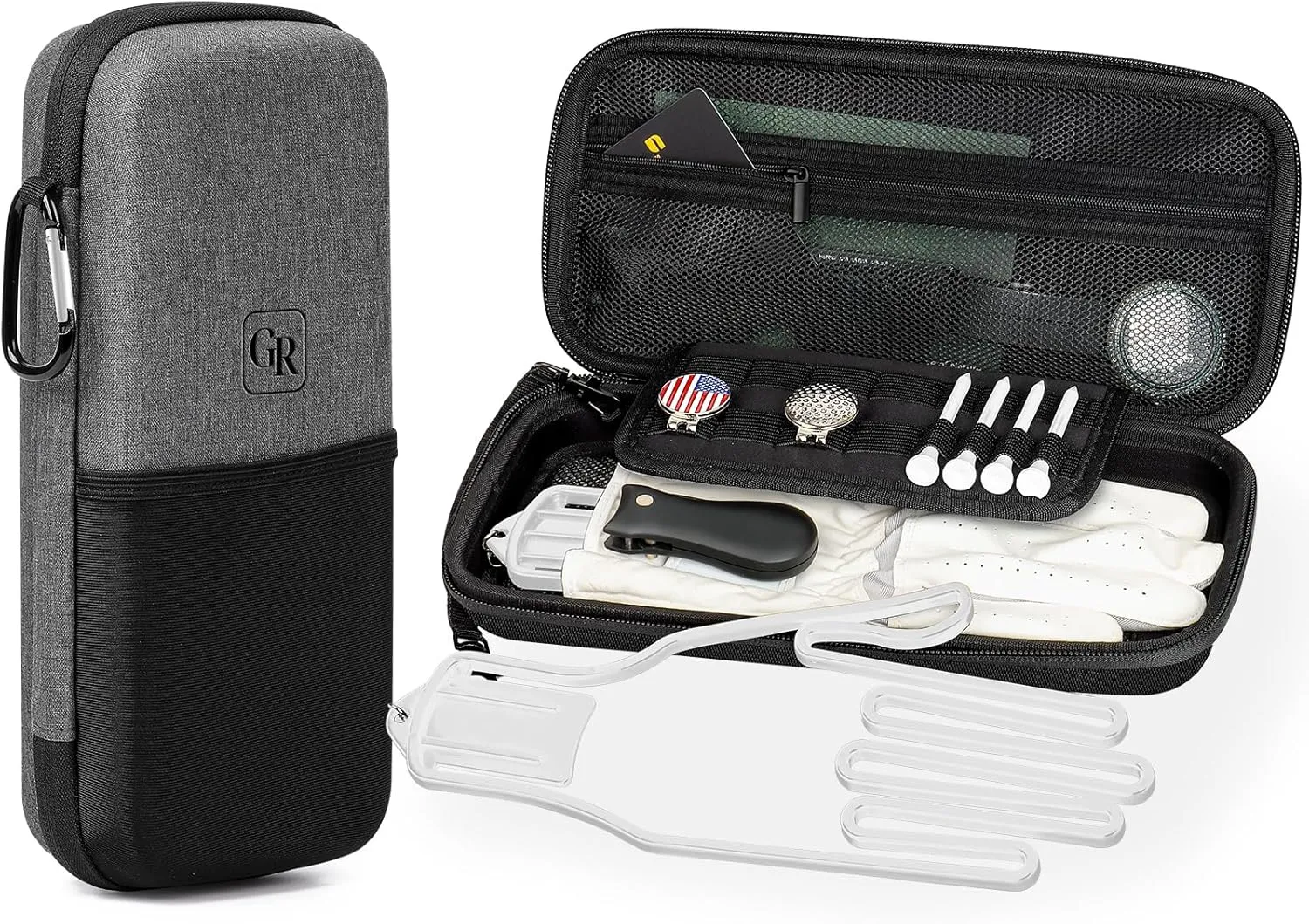 Active Carbon Fabric Odor - Absorbing Golf Glove Holder Case with Glove Shaper - Fits Golf Club Bag, Multifunctional Golf Organizer for Phone, Tees, Divot Tool, Golf Gifts for Men & Women