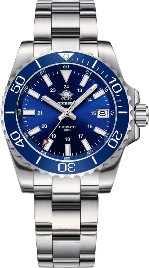 ADDIESDIVE Men's Automatic Dive Watch NH35 Sunray Brushed Dial 200M Waterproof Synthetic Sapphire Super Luminous Stainless Steel Diving Watch for Outdoor