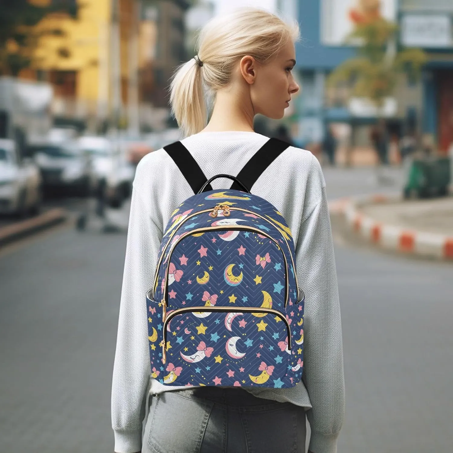 ALAZA A Kawaii Sailor Moon Mini Backpack Purse for Women Travel Bag Lightweight Shoulder Bag Fashion Daypack
