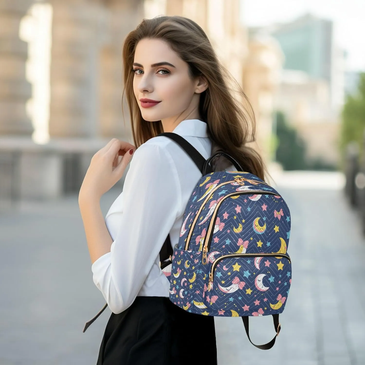 ALAZA A Kawaii Sailor Moon Mini Backpack Purse for Women Travel Bag Lightweight Shoulder Bag Fashion Daypack