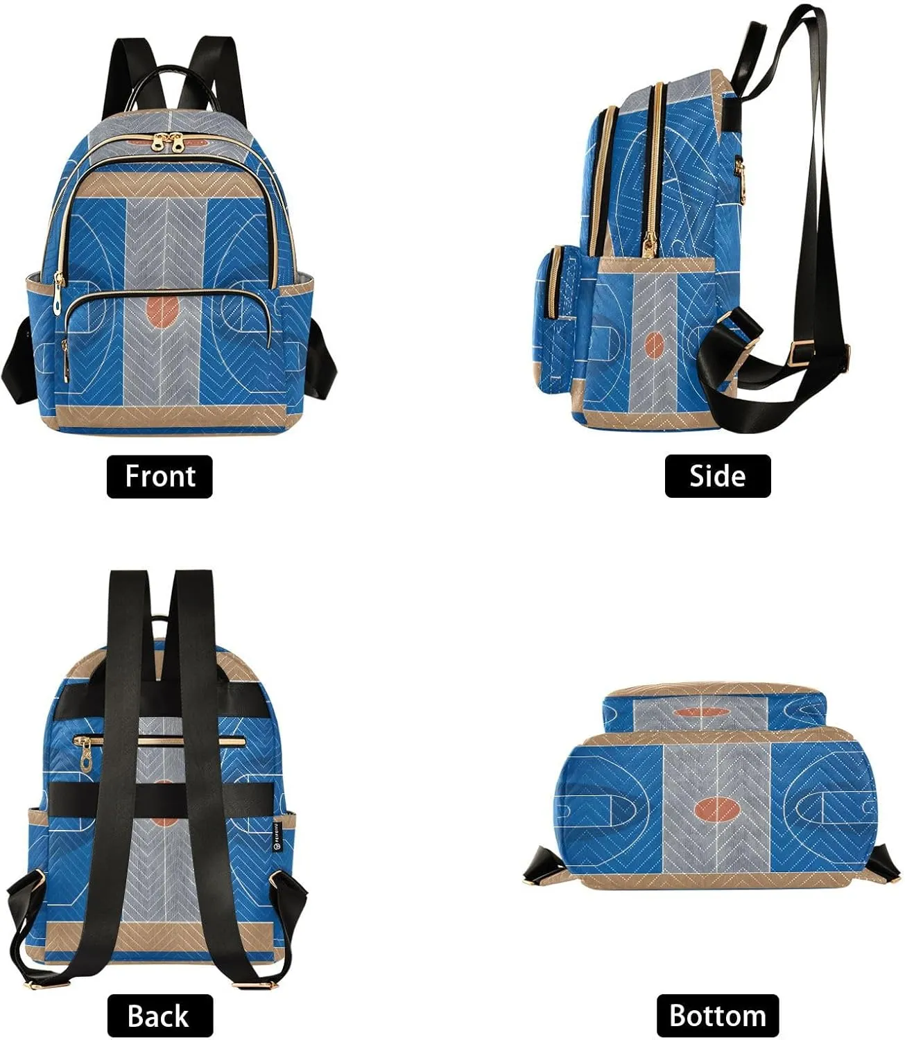 ALAZA Basketball Court Small Backpack Purse for Women Travel Bag Lightweight Shoulder Bag Fashion Daypack