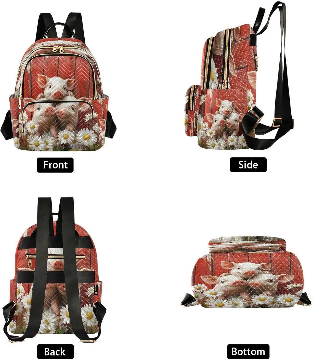 ALAZA Farm Pigs Small Backpack Purse for Women Travel Bag Lightweight Shoulder Bag Fashion Daypack