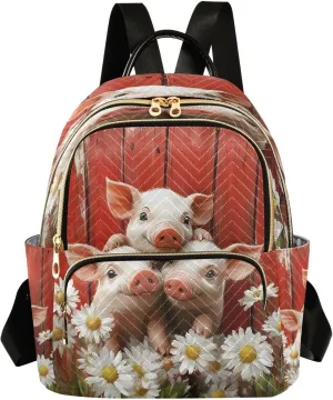 ALAZA Farm Pigs Small Backpack Purse for Women Travel Bag Lightweight Shoulder Bag Fashion Daypack