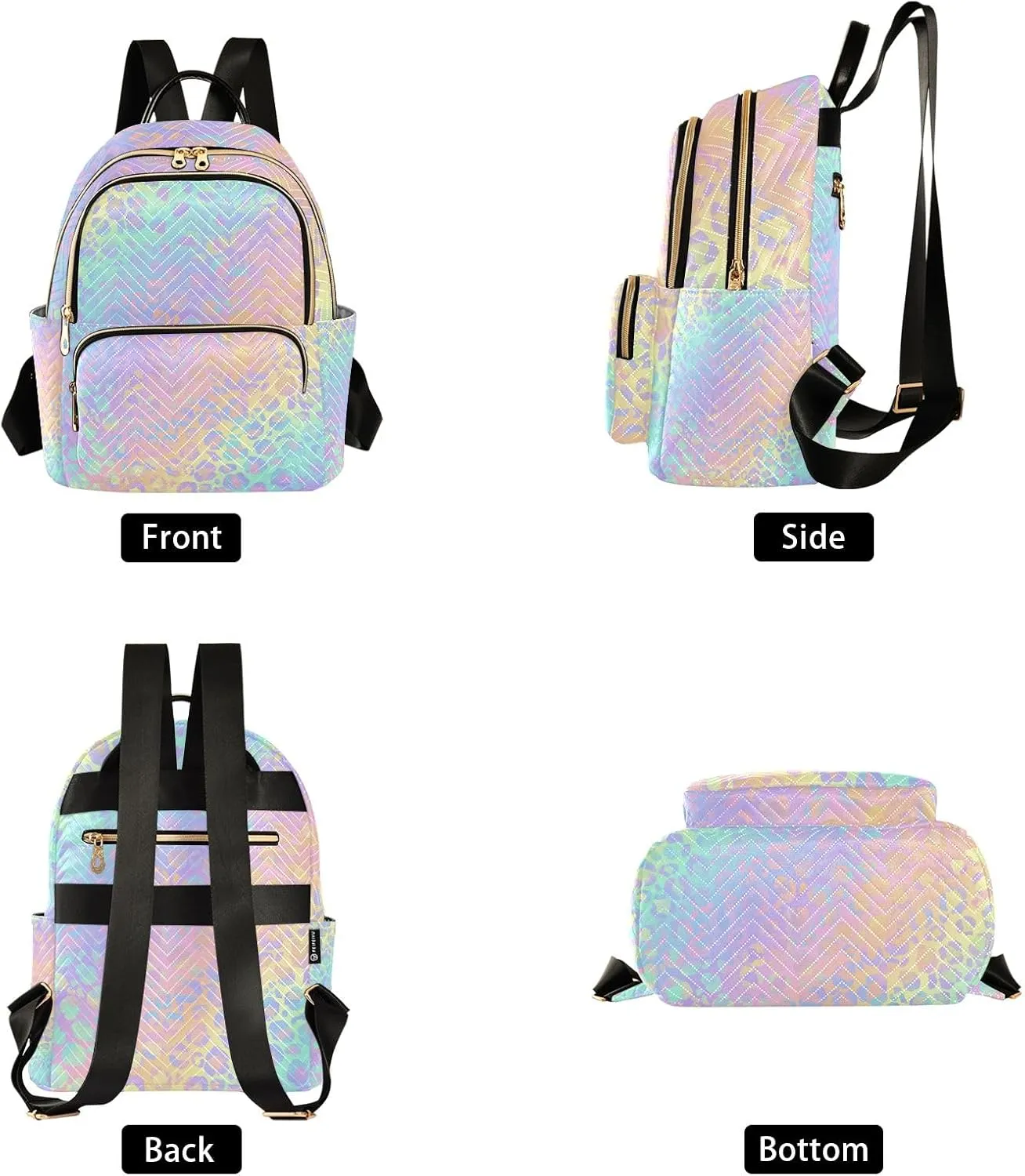 ALAZA Mini Backpack Purse for Women Lightweight Girls Small Rainbow Leopard Cheetah School Teens College Traveling