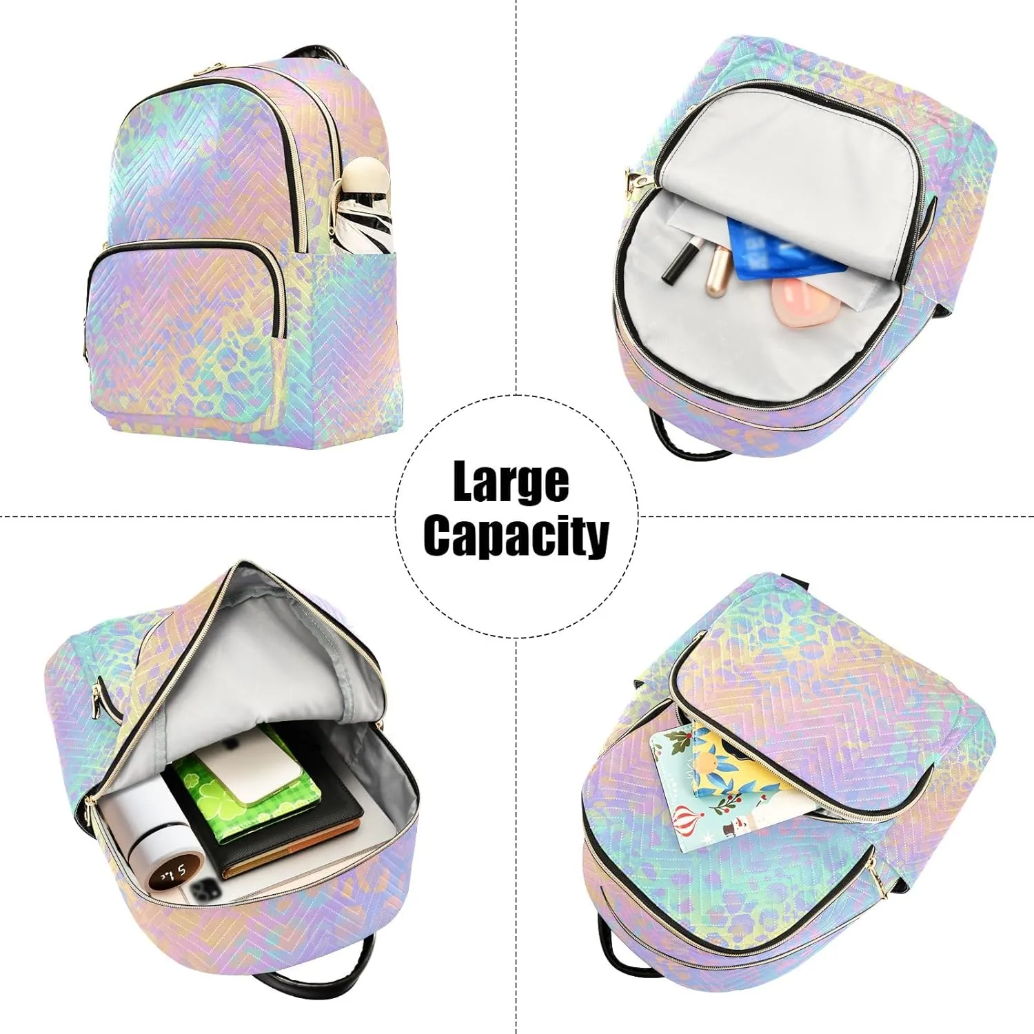 ALAZA Mini Backpack Purse for Women Lightweight Girls Small Rainbow Leopard Cheetah School Teens College Traveling