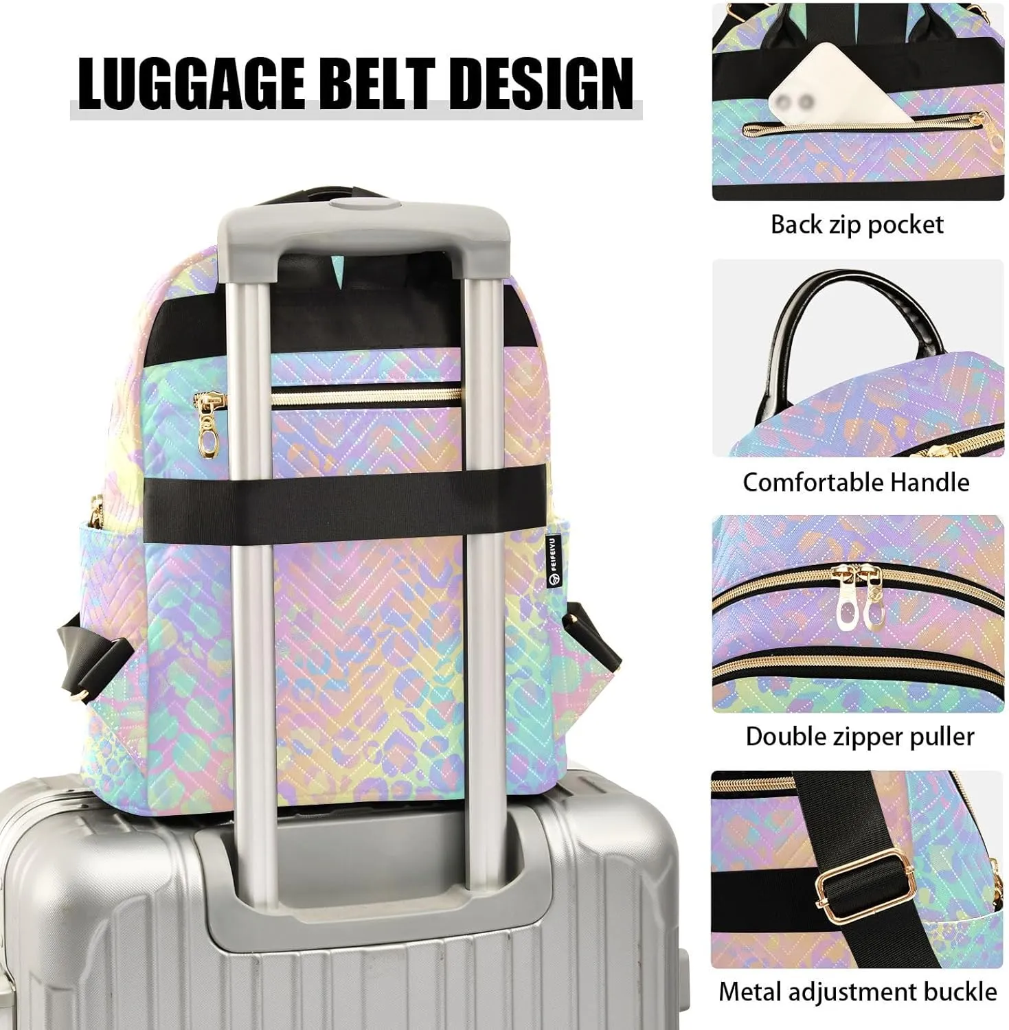 ALAZA Mini Backpack Purse for Women Lightweight Girls Small Rainbow Leopard Cheetah School Teens College Traveling